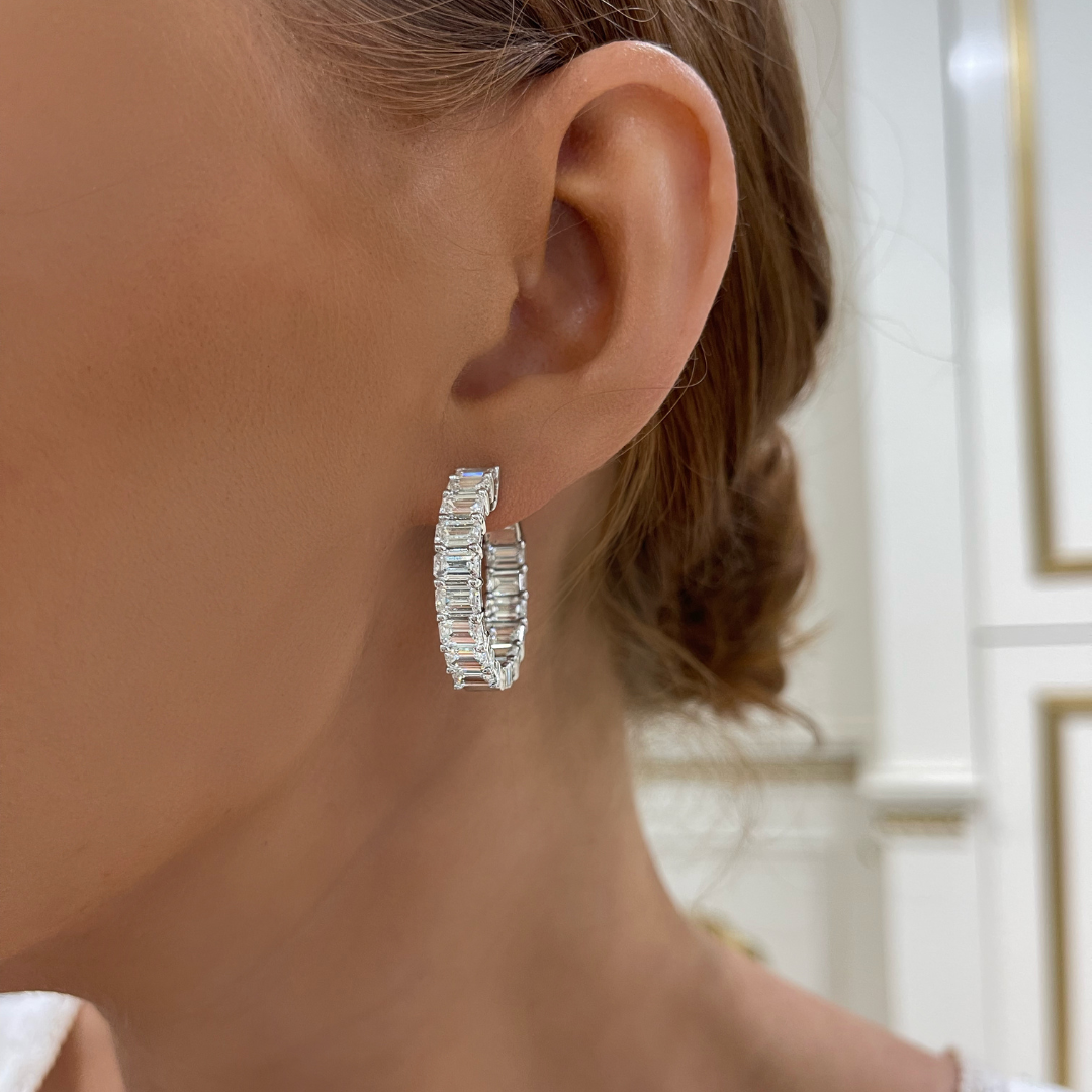 Emerald cut hoop earrings deals