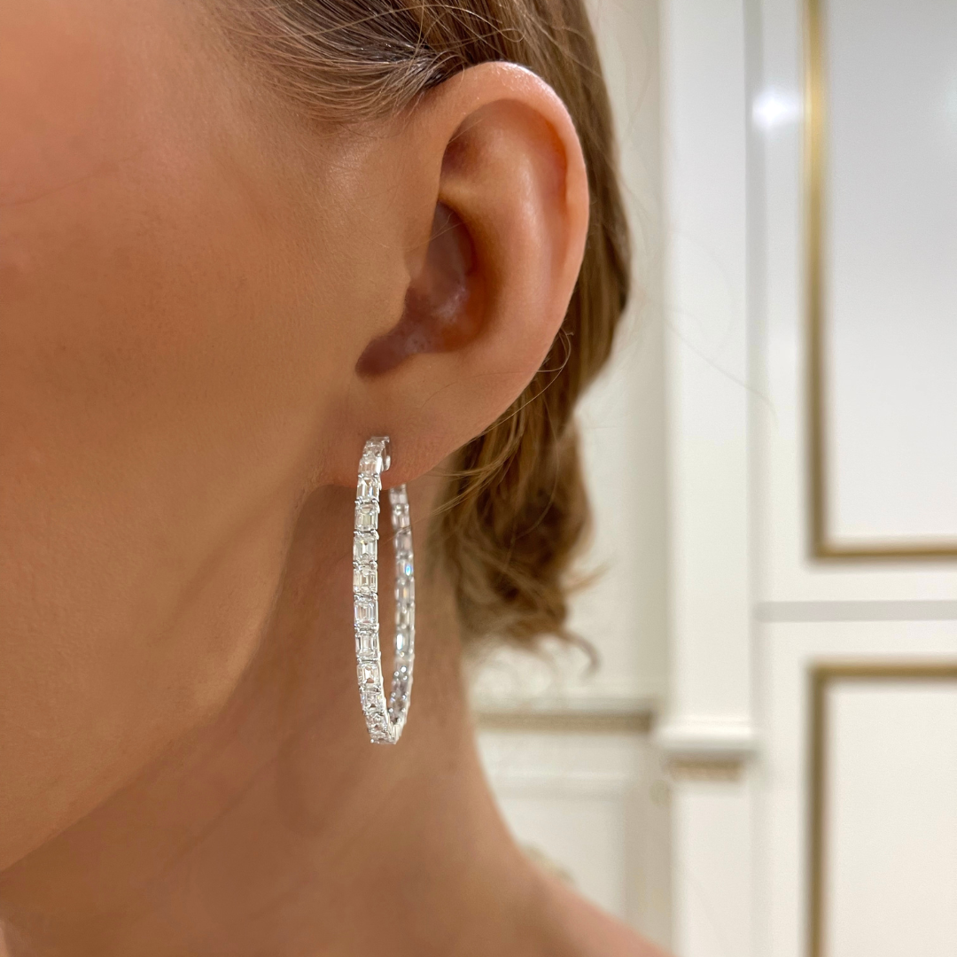 Odessa Emerald Cut Hoop Earrings