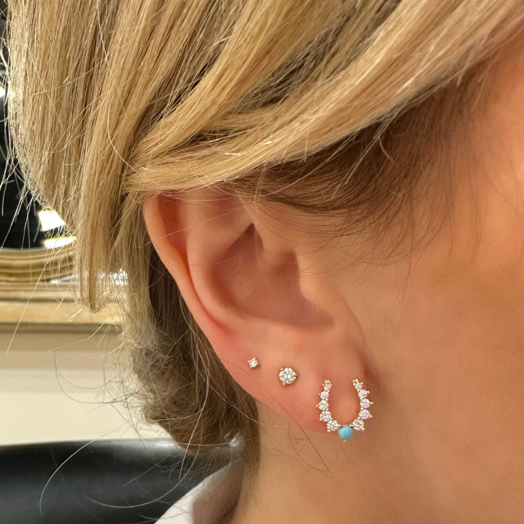 Tate Turquoise & Diamond Horseshoe Stud Earrings