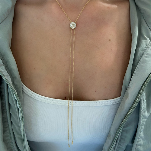 Celia Adjustable Necklace with Sliding Diamond Bolo