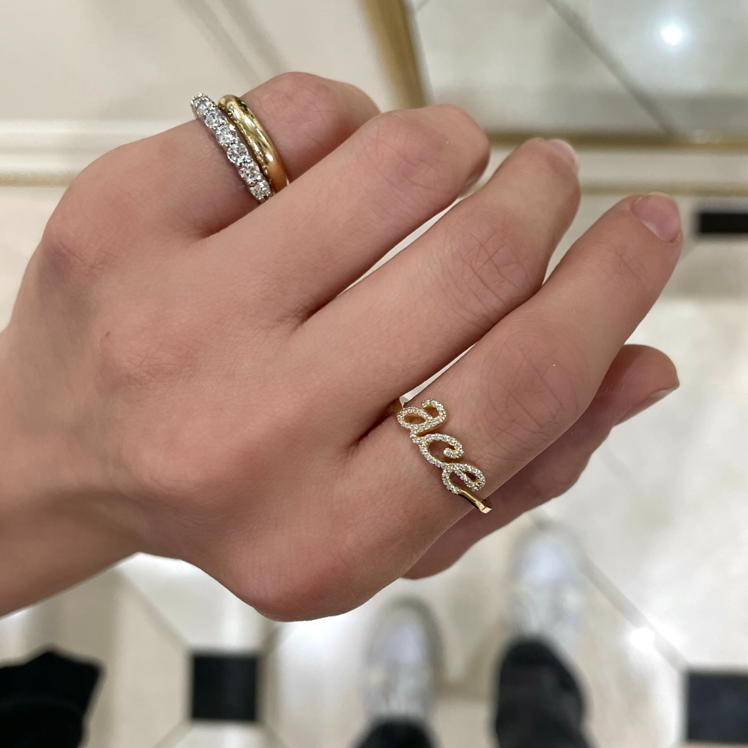 Custom Diamond Script Name Ring – RWFJ