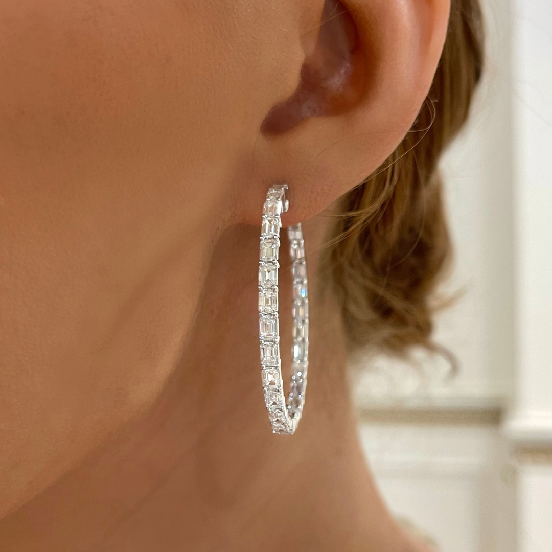 Odessa Emerald Cut Hoop Earrings