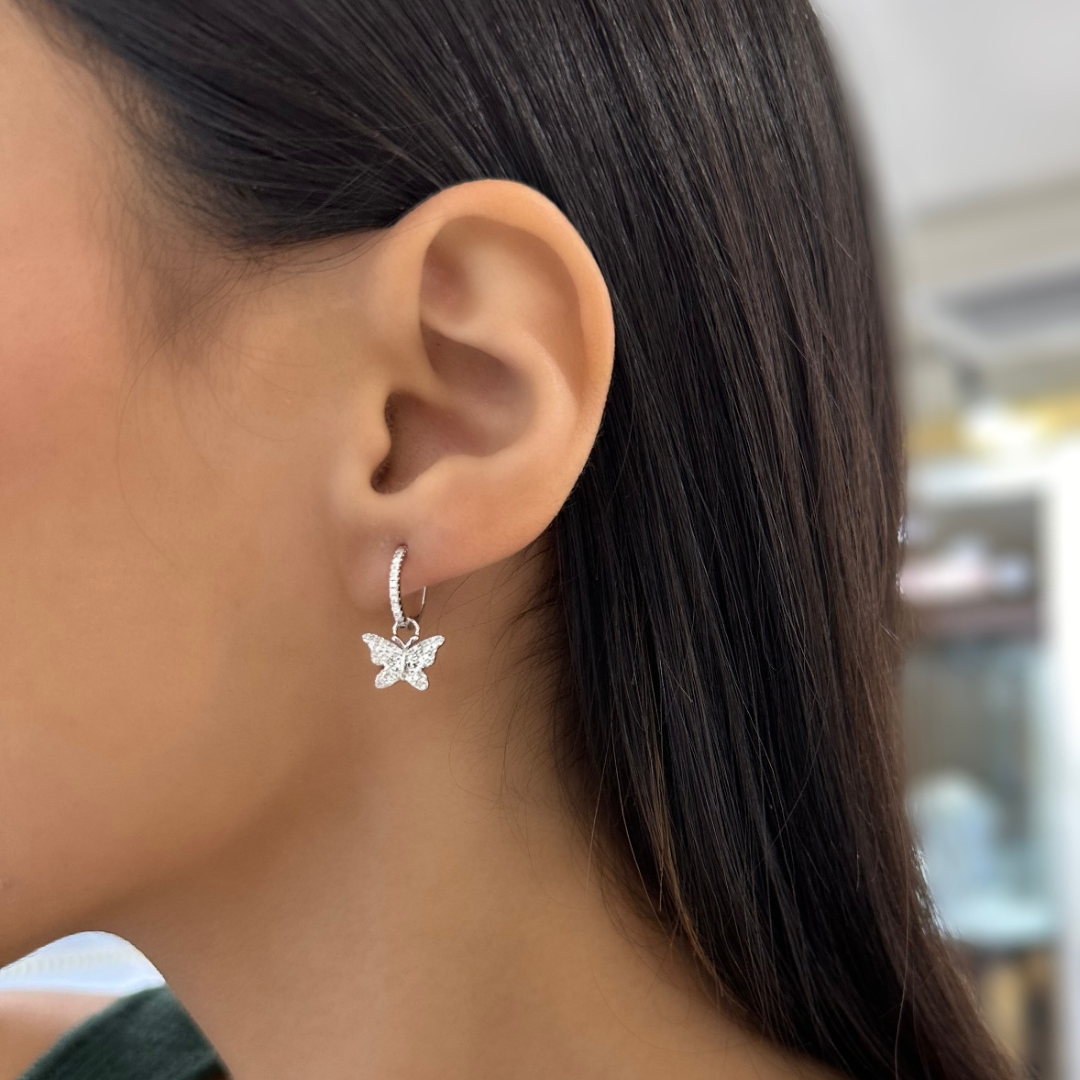 Butterfly Huggie Earring Charm RW Fine Jewelry