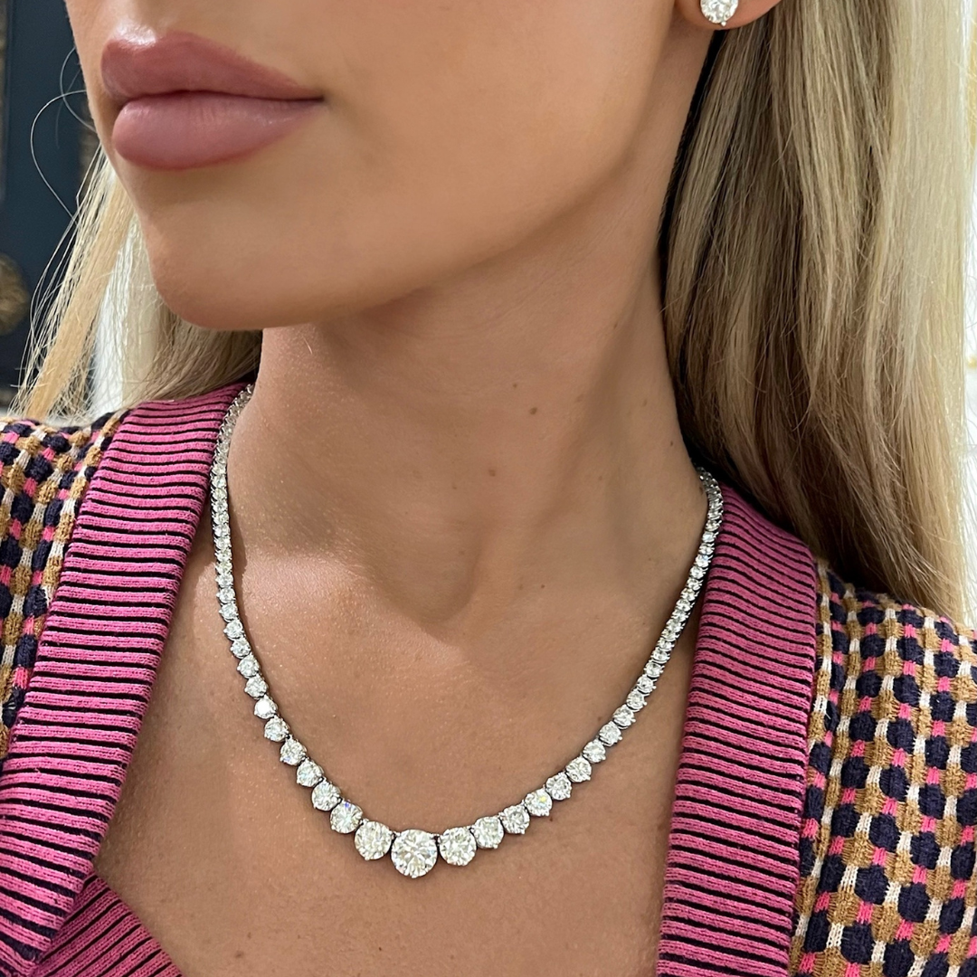 Natural diamond tennis necklace deals