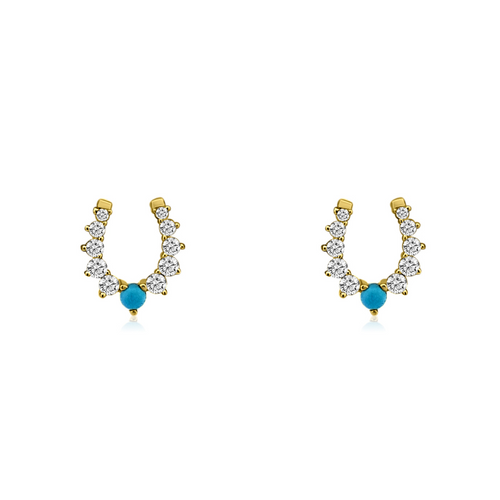 Tate Turquoise & Diamond Horseshoe Stud Earrings