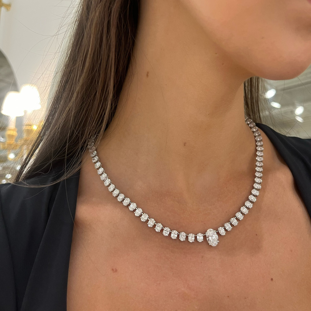 Josette Floating Oval Diamond Necklace 35 ctw