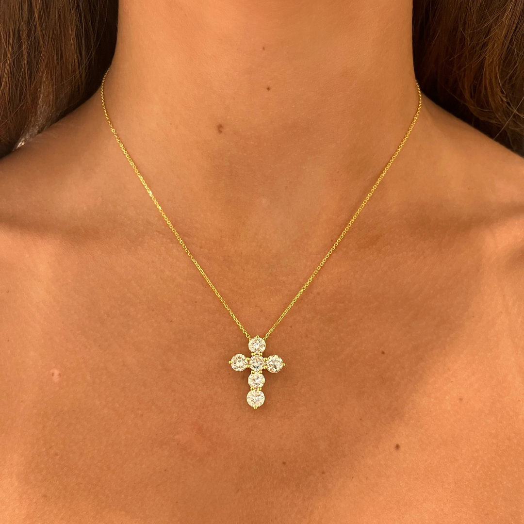 Khloe Two Prong Diamond Cross Necklace