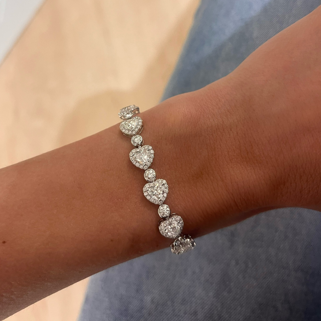 Khyla Heart Halo Diamond Tennis Bracelet 12 ctw