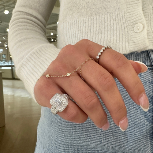 Knox Pave Diamond Emerald Cut Signet Ring 2.70 ctw