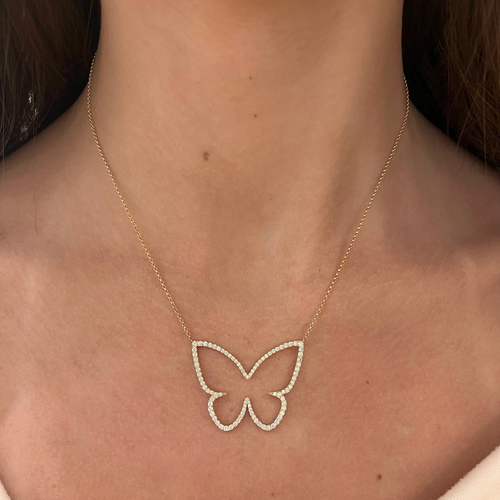 Large Joie Dainty Diamond Butterfly Necklace