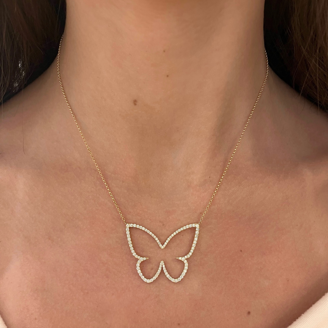 Large Joie Dainty Diamond Butterfly Necklace