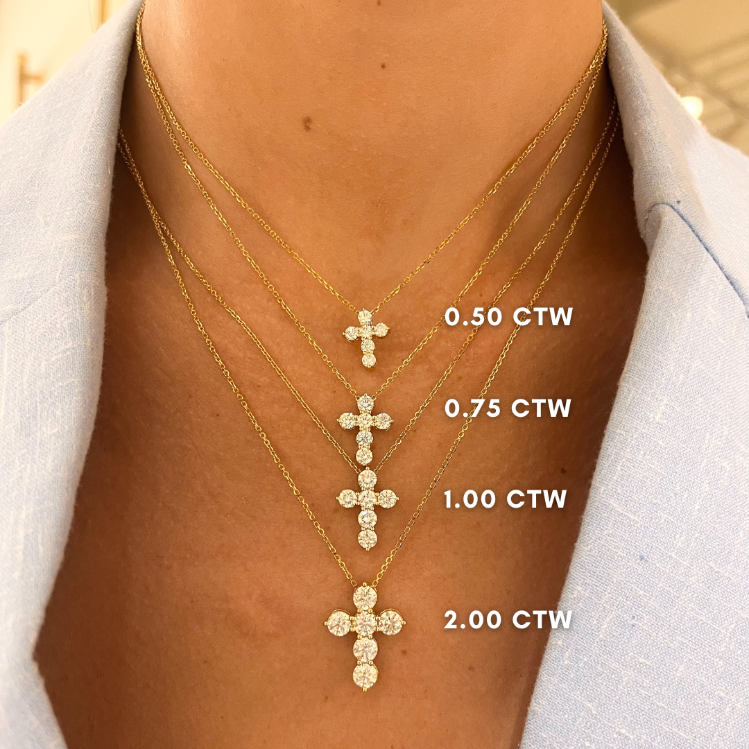 Khloe Two Prong Diamond Cross Necklace