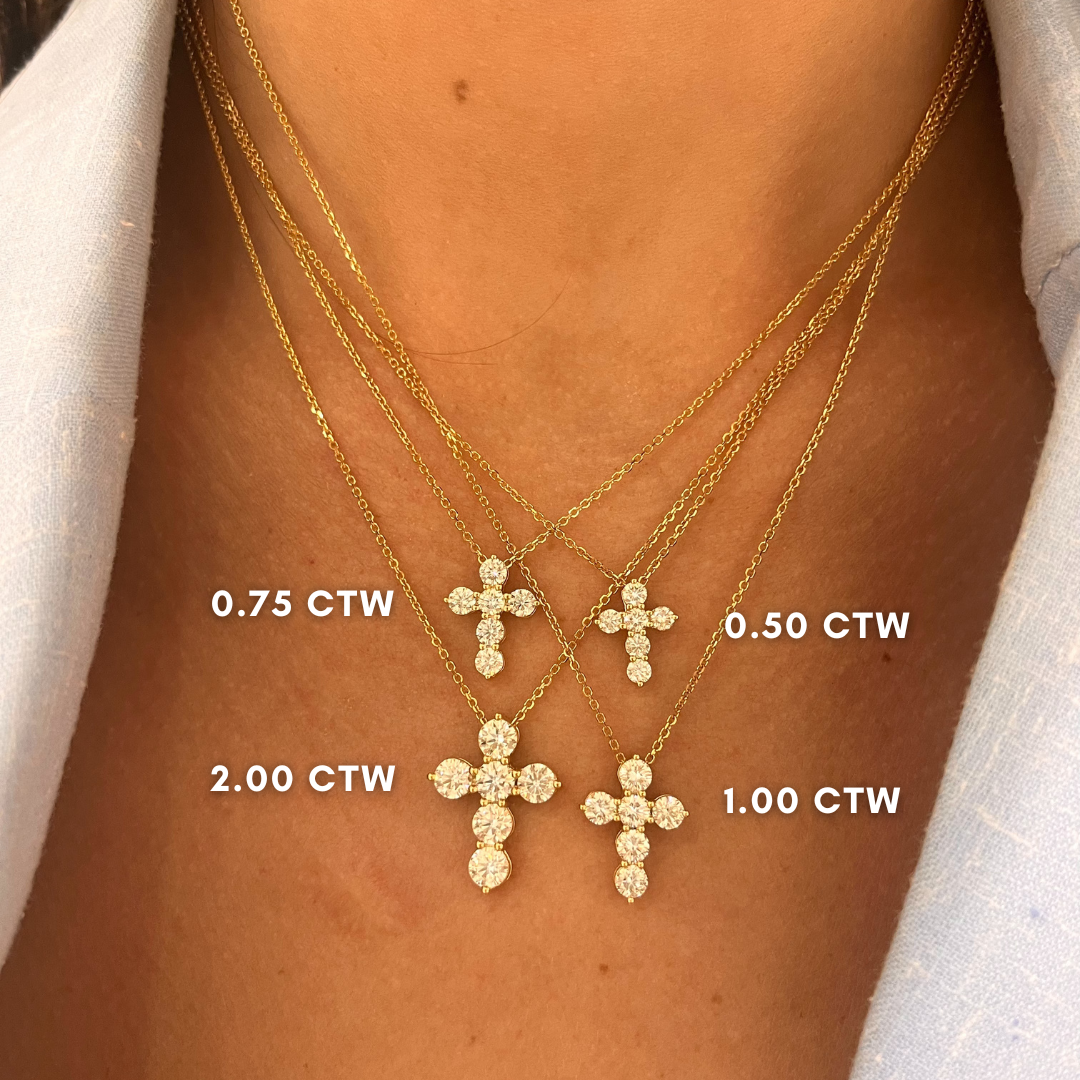 Khloe Two Prong Diamond Cross Necklace