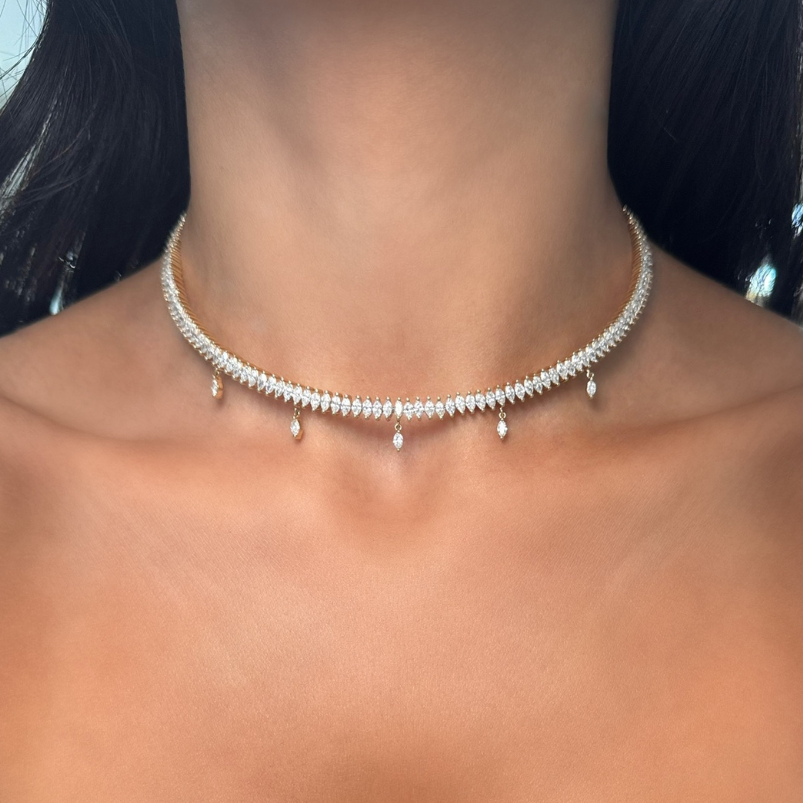 Choker necklace with dangles discount