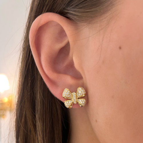 Martha May Pave Diamond Bow Studs