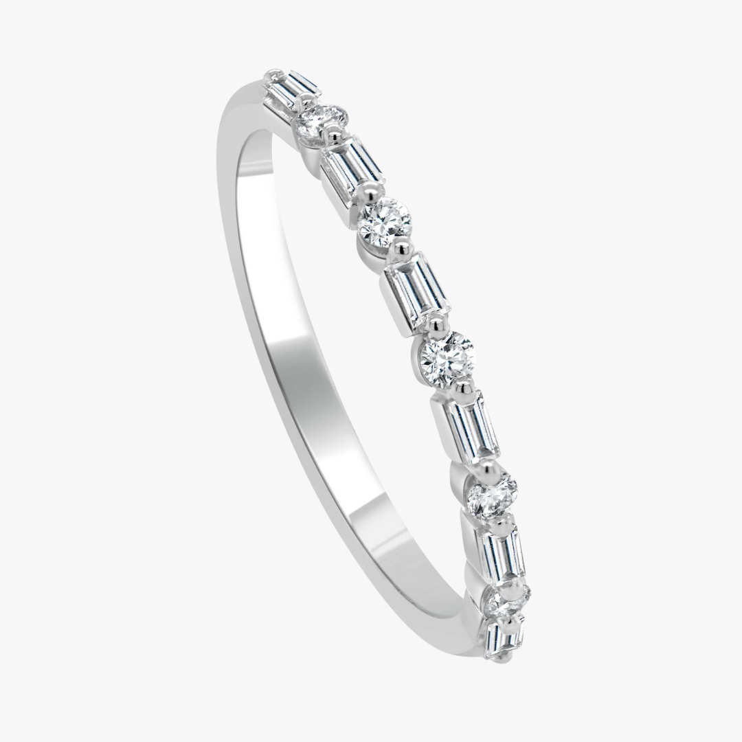 Mini Vadella Baguette & Round Diamond Band 0.15 ctw