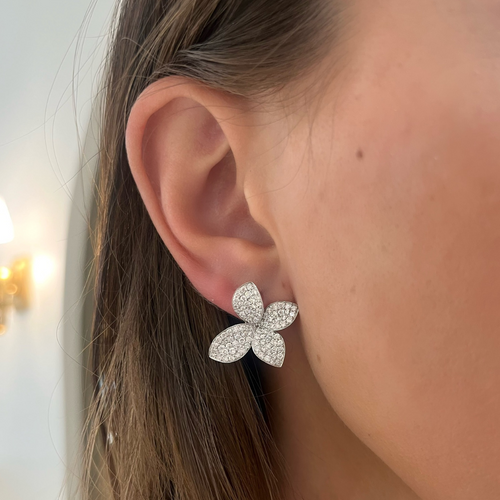 Octavia Pave Diamond Orchid Stud Earrings 2.25 ctw
