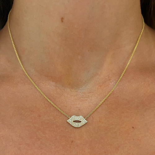 Taylynn Pave Diamond Lips Necklace