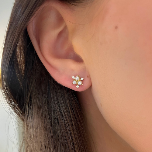 Pearl Cluster Stud Earrings