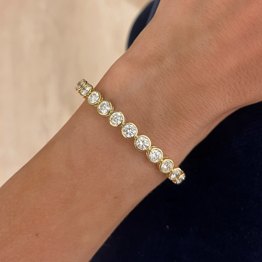 Round Diamond Bezel Bangle Bracelet 6.05 ctw