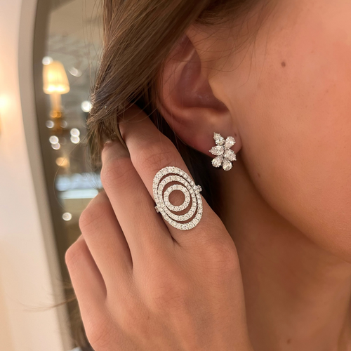 Perla Pear Diamond Cluster Stud Earrings 3.90 ctw