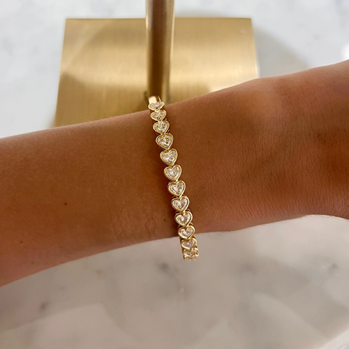 Sideways Heart Shaped Diamond Bezel Bangle Bracelet 4.10 ctw