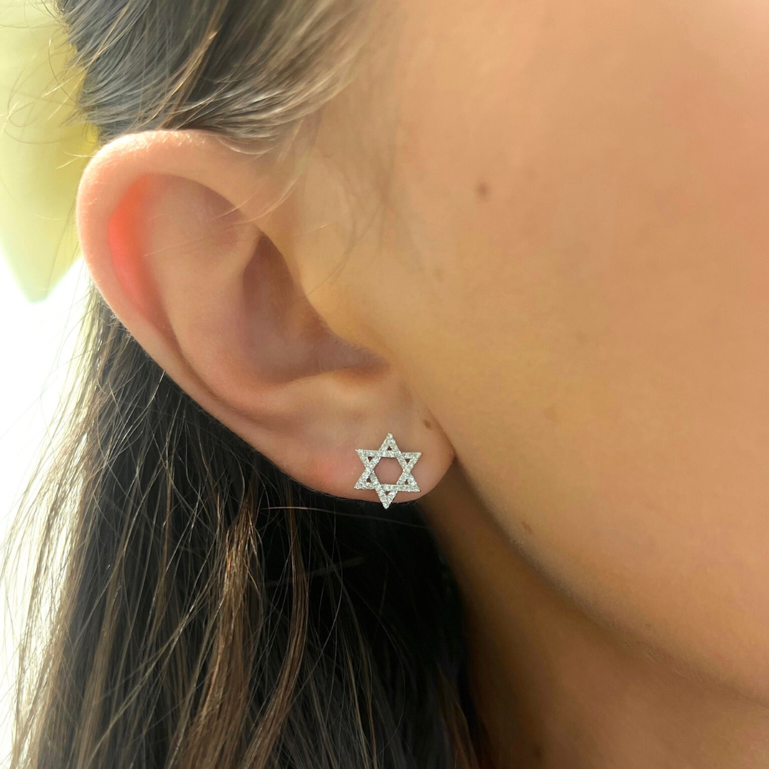 Star of David Diamond Stud Earrings