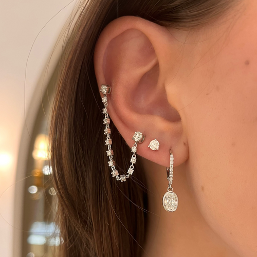Bezeled Oval Diamond Dangle Earrings 1.79 ctw