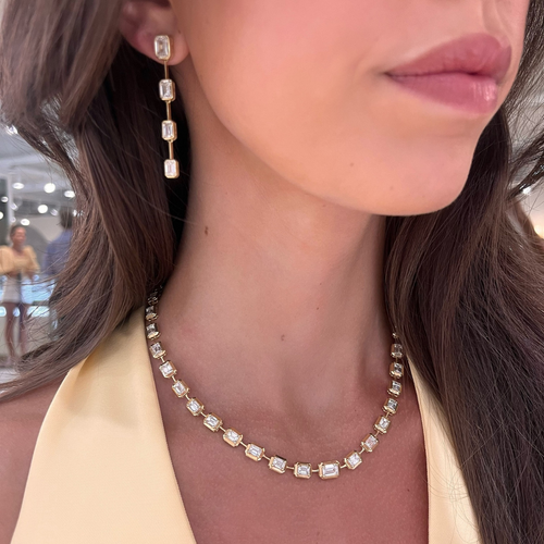 Clara Mae Graduated Emerald Cut Diamond Necklace 15.32 ctw