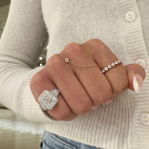 Knox Pave Diamond Emerald Cut Signet Ring 2.70 ctw