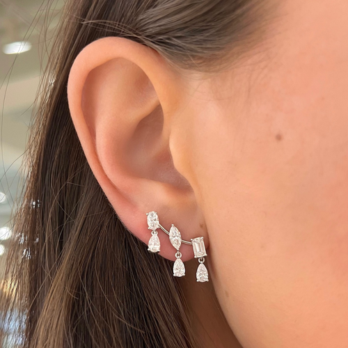 Rochelle Multi-Shape Diamond Dangle Ear Climbers