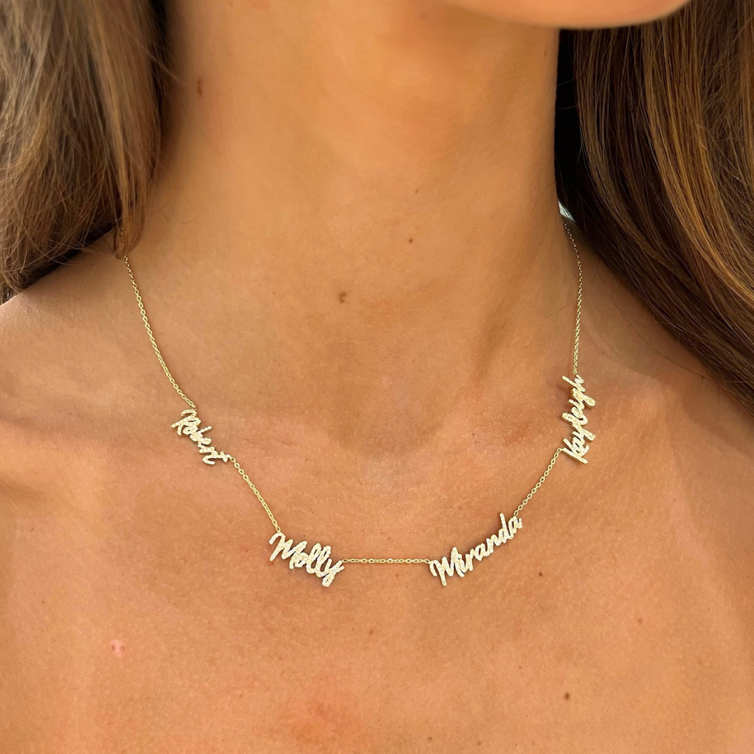 Custom Multiple Diamond Name Necklace