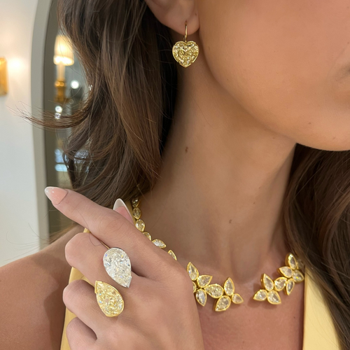 20.52ctw Natural Fancy Yellow Pear & Natural White Pear Diamond in a Two-Tone Toi Et Moi Setting