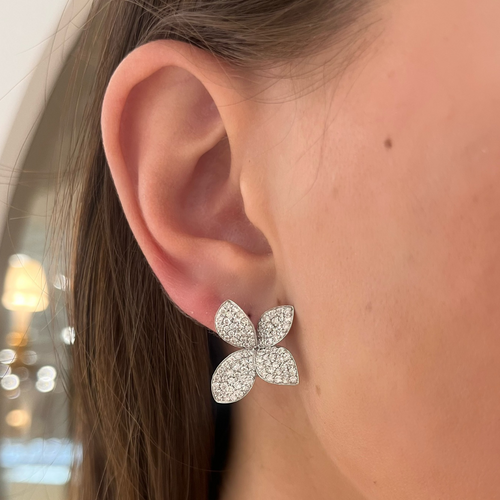 Octavia Pave Diamond Orchid Stud Earrings 2.25 ctw