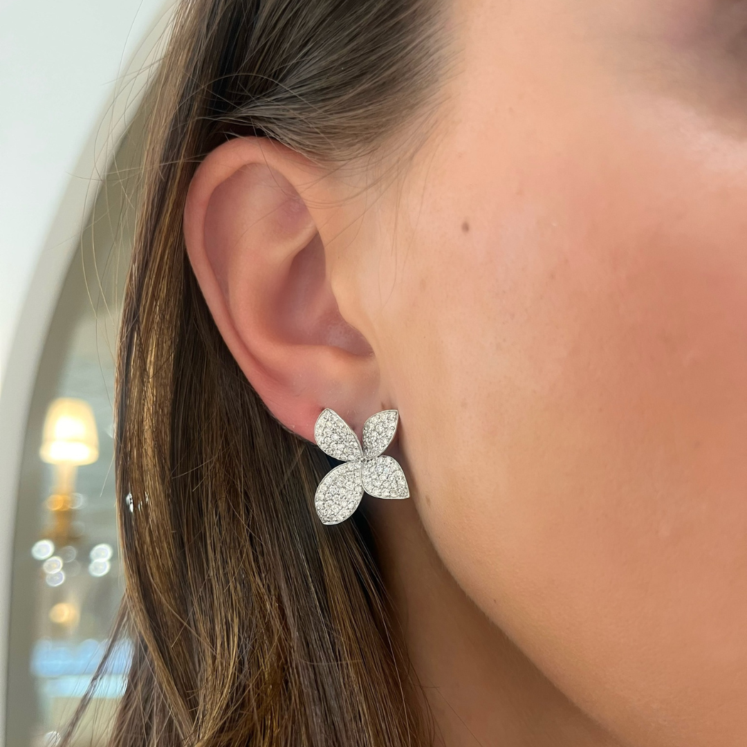 Octavia Pave Diamond Orchid Stud Earrings 2.25 ctw