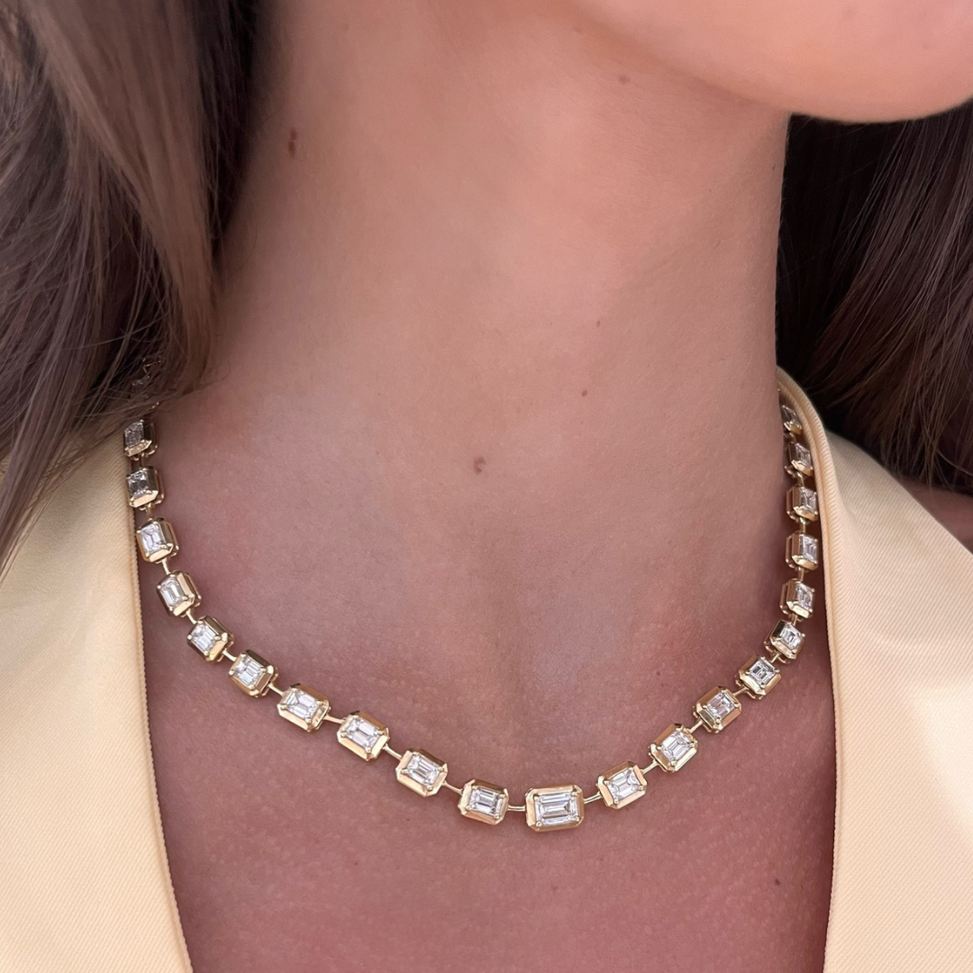 Clara Mae Graduated Emerald Cut Diamond Necklace 15.32 ctw