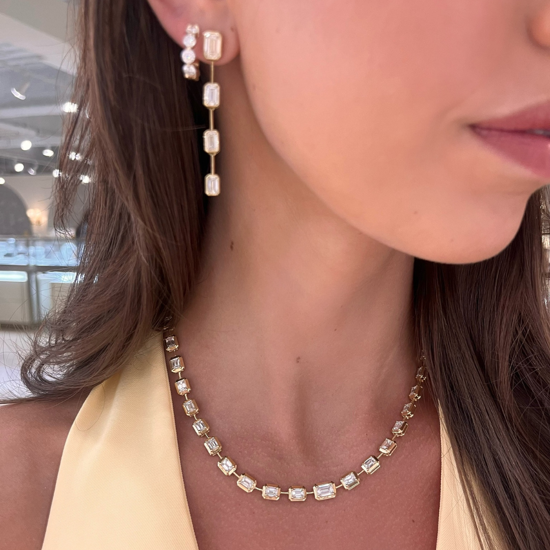 Clara Mae Graduated Emerald Cut Diamond Necklace 15.32 ctw