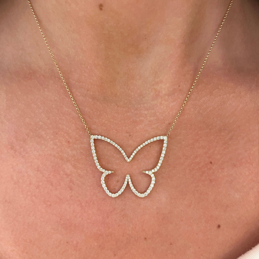 Large Joie Dainty Diamond Butterfly Necklace