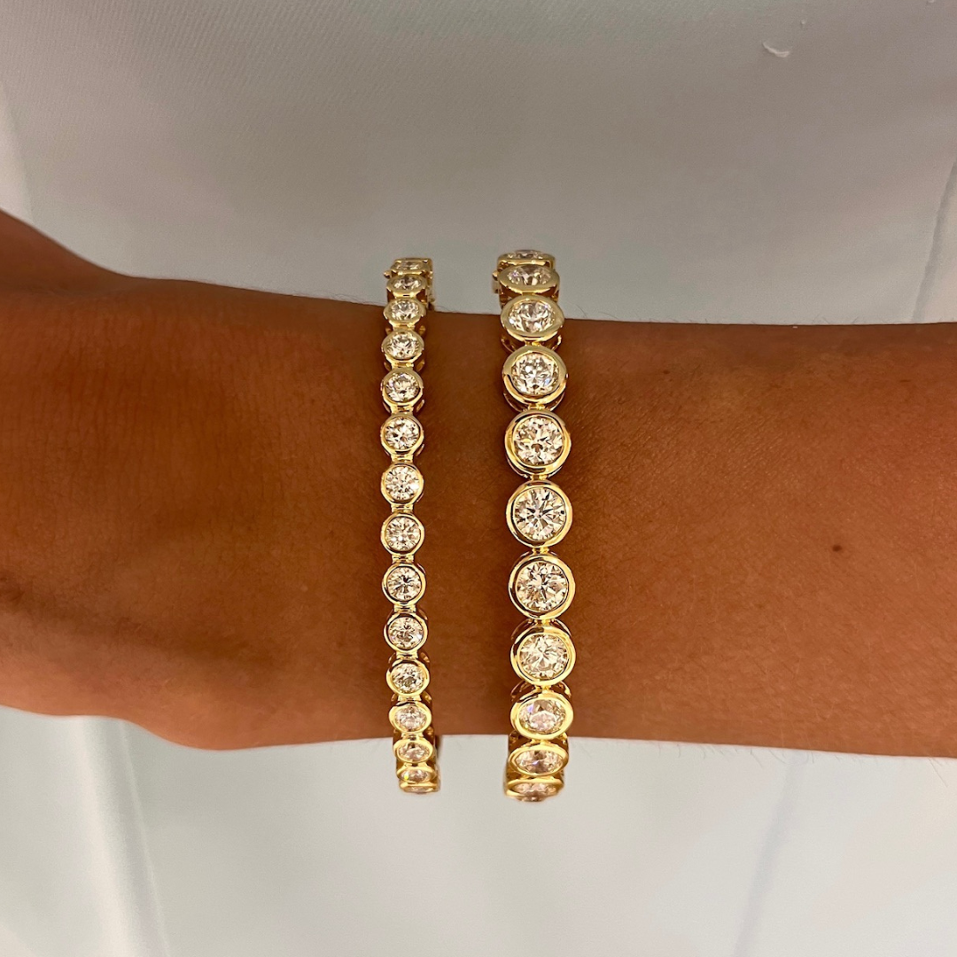Round Diamond Bezel Bangle Bracelet 6.05 ctw