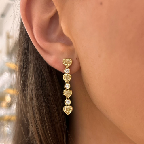 Maeve Fancy Yellow Heart Diamond Dangle Earrings 4.11 ctw