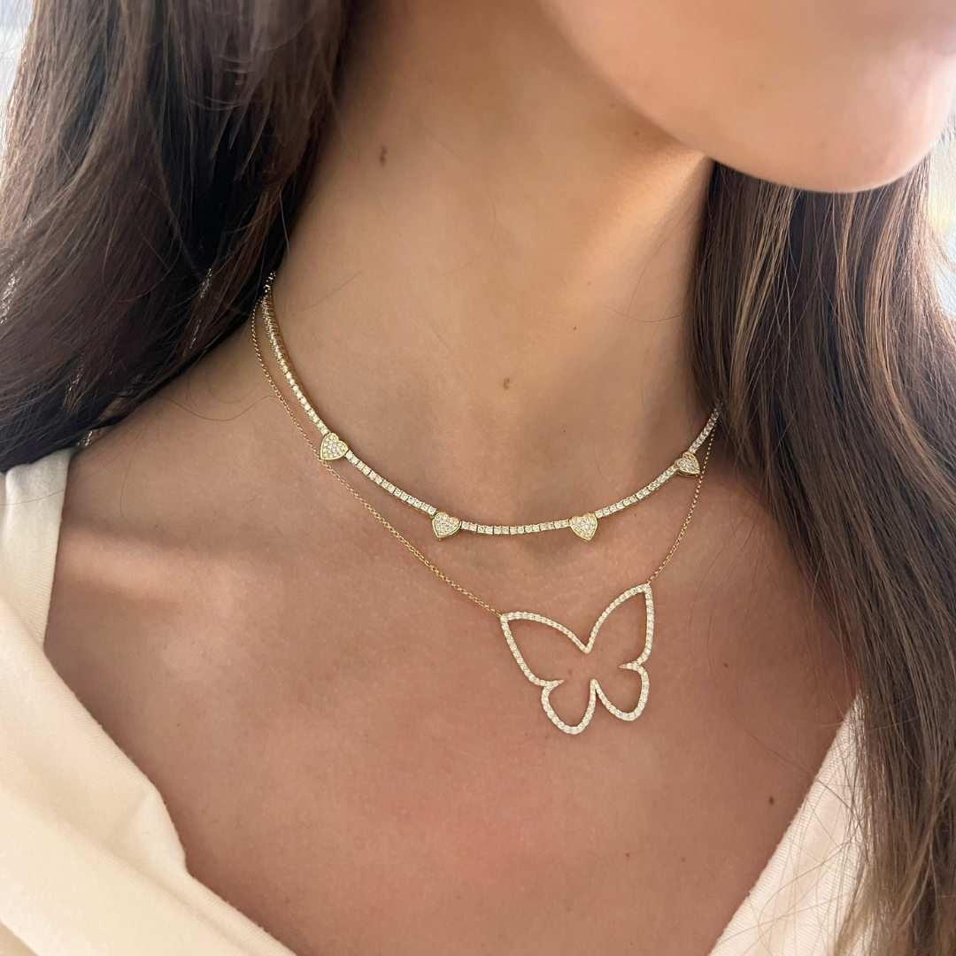 Large Joie Dainty Diamond Butterfly Necklace