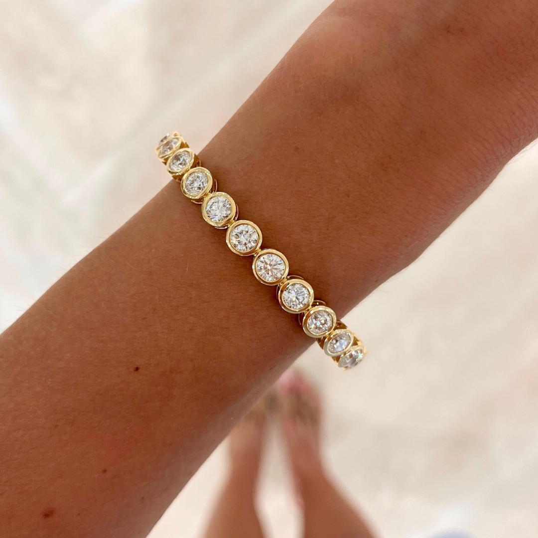 Round Diamond Bezel Bangle Bracelet 6.05 ctw