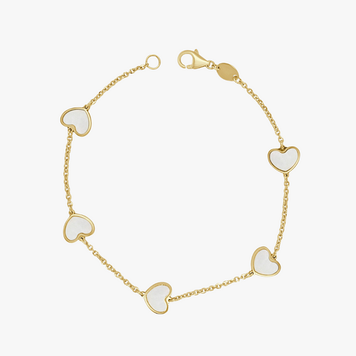 Mother of Pearl Heart Station Bracelet