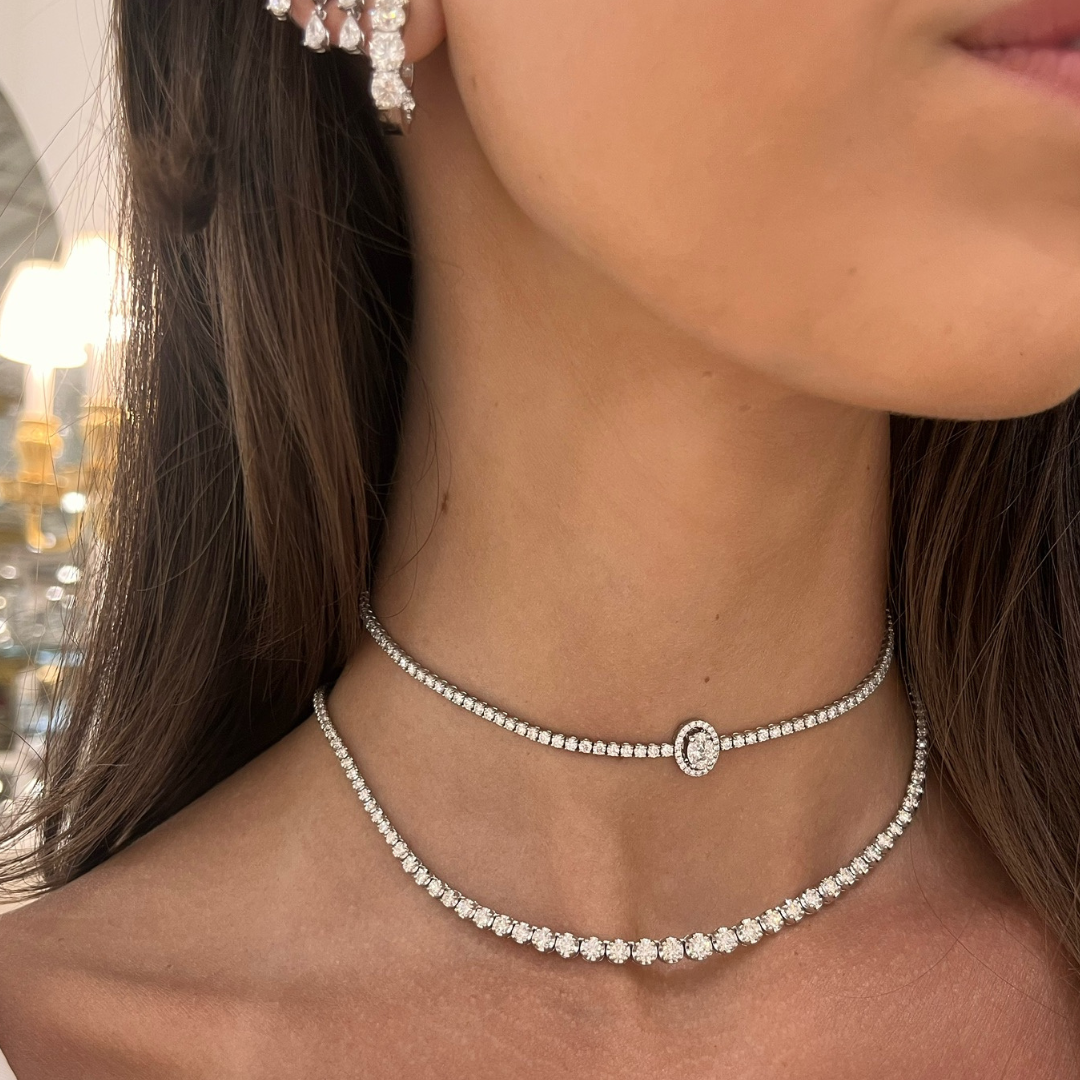 Marquise Cluster Diamond Adjustable Choker Necklace ctw – RWFJ