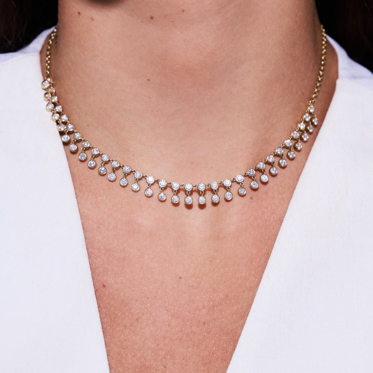 Muse Dangle Bezeled Diamond Adjustable Necklace 4.55 ctw
