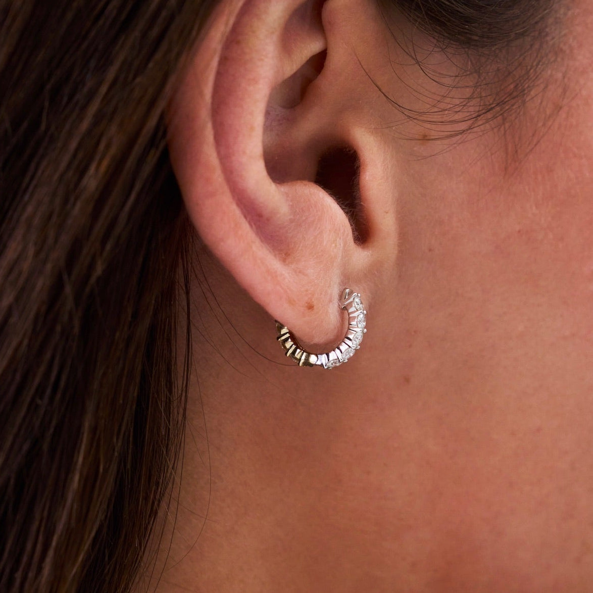 Two-Tone Reversible Diamond Huggie Earrings 1 ctw
