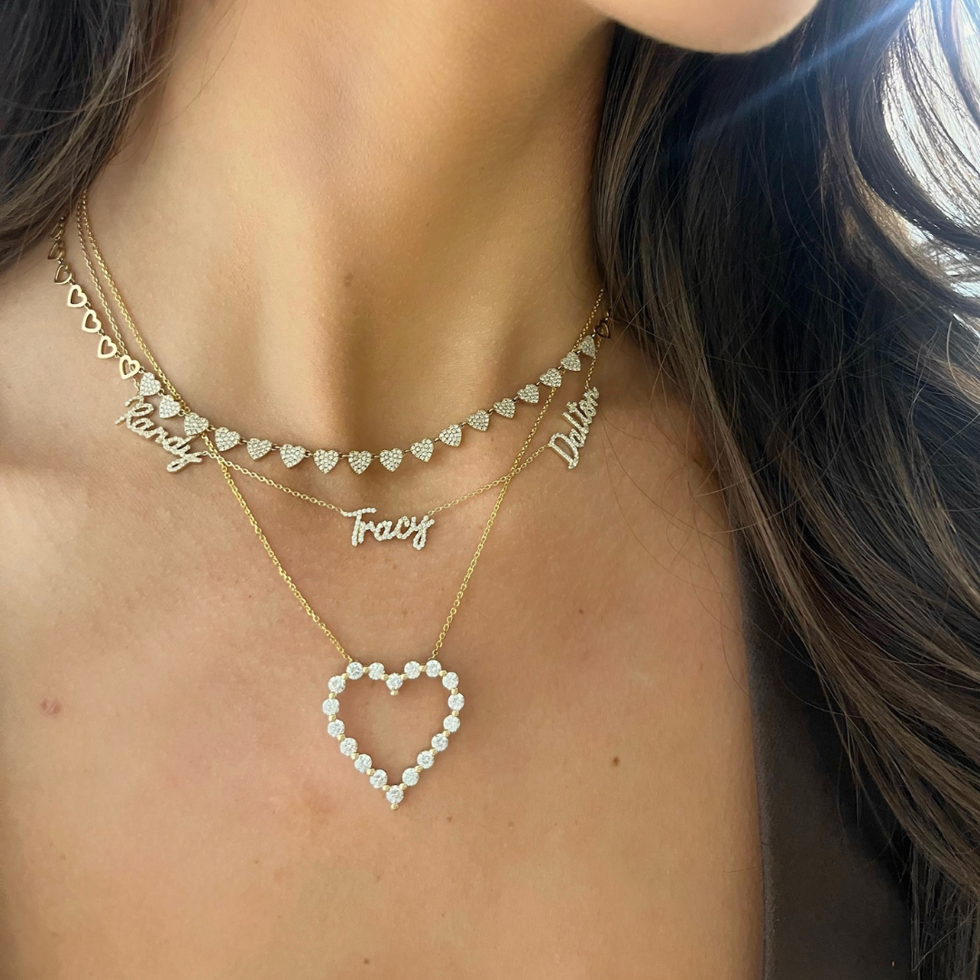 Custom Multiple Diamond Name Necklace – RWFJ - Main Image