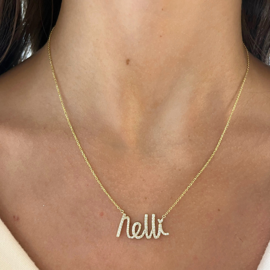 Custom Handwritten Diamond Name Necklace