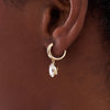 Row Oval Lab Diamond Dangle Huggie Earrings 2.06 ctw