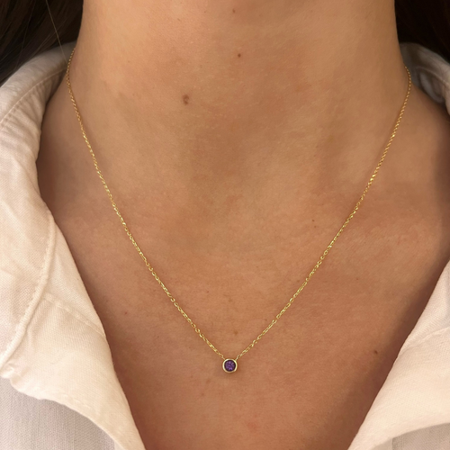 Single Bezel Birthstone Affixed Necklace